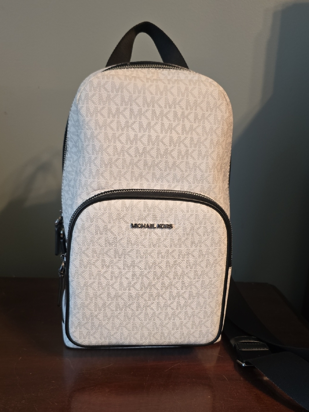 Michael Kors Mens Cream MK Monogram Sling Crossbody